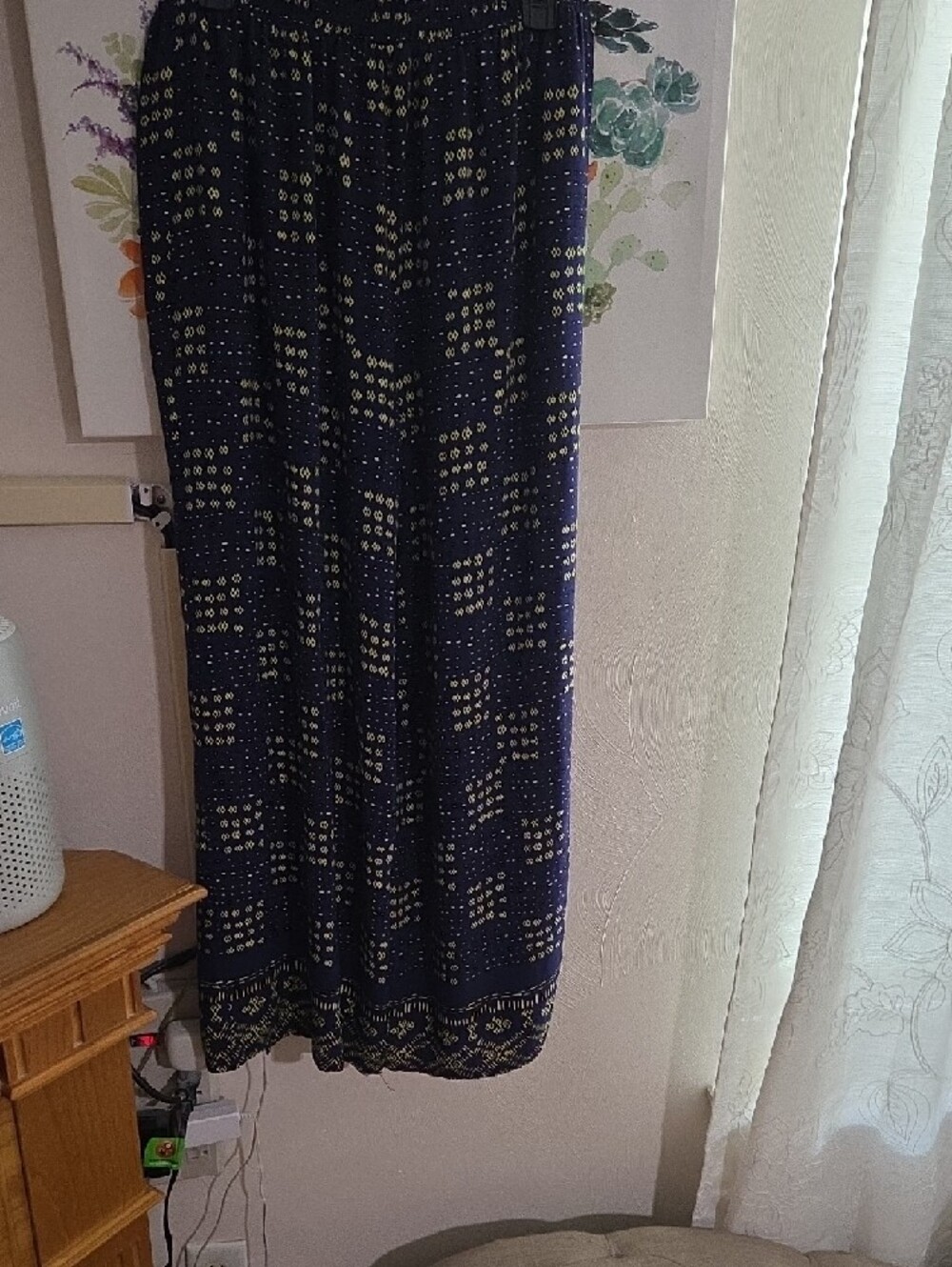 Xhilaration Navy Maxi Skirt with Cream Geometric Print - Picture 8 of 8